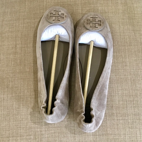 Tory Burch Minnie Suede Leather Travel Ballet Flat, Rocky Pebble - Picture 7 of 14